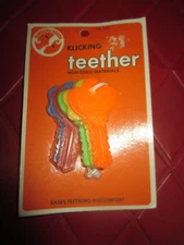 NIP Vintage NURSERY NEEDS Plastic KLICKING KEYS TEETHER Teething TOY - 1970's