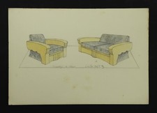 Original Art Deco Furniture Designs for Sofas by WG Hilling, 1930s