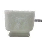 VTG Anchor Hocking Fire King Milk White Glass Grape Leaves Square Planter Dish