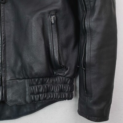 Triumph Jacket Mens M Black Leather Triple Connection Motorcycle