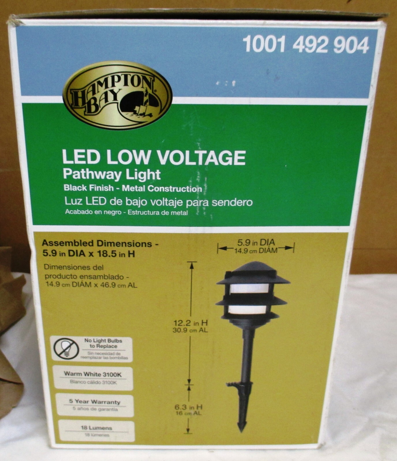 Hampton Bay Low Voltage LED PATHWAY LIGHT Black 3Tier Aluminum 1001