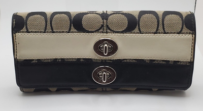 Coach Signature Black and Cream Wallet Vintage y2k coach purses ♡ | 2000s Vintage Coach cream  main image 4