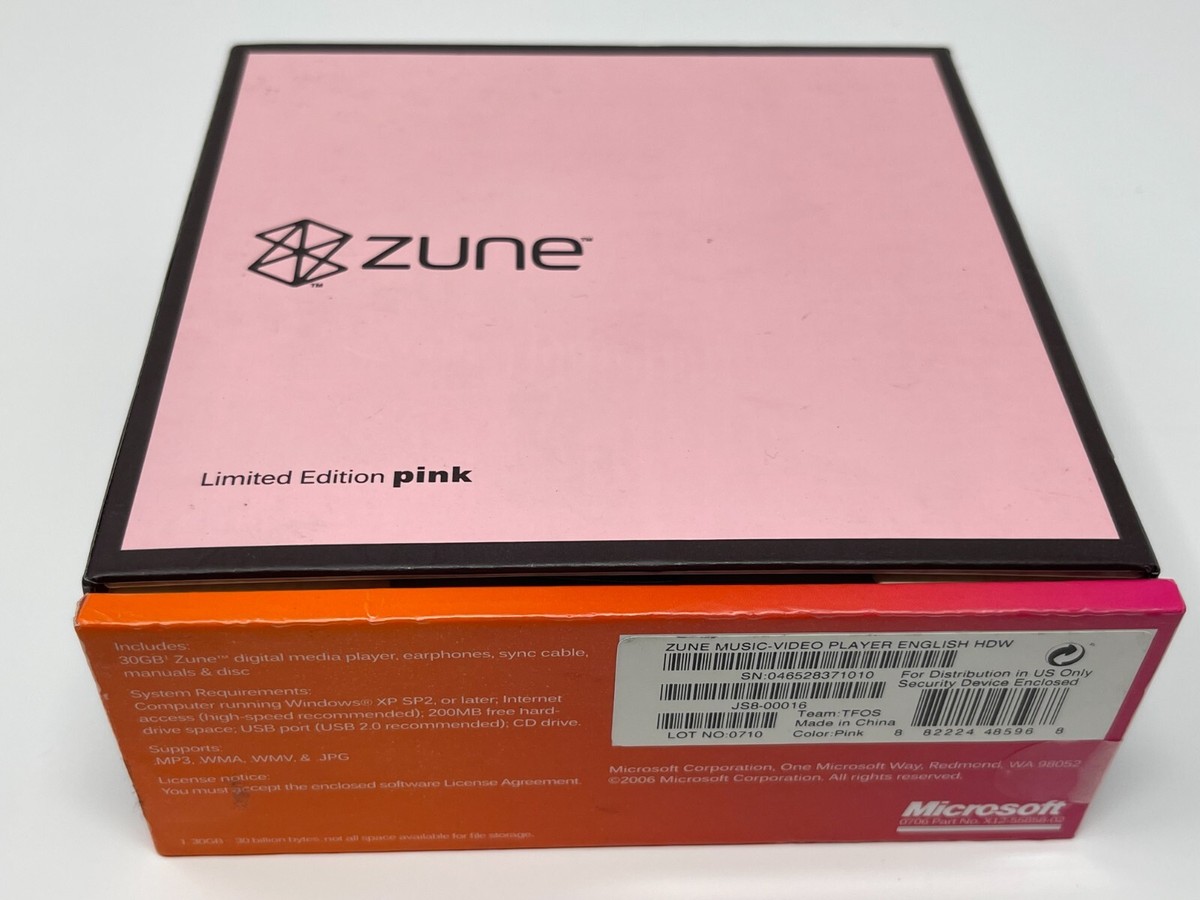 Microsoft Zune 30 GB Wi-Fi FM Radio WMA MP3 Media Player Limited