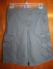 LEE DUNGAREES Boys Size 12 CARGO SHORTS gray w/ adjust. waist; 11.5 inseam EUC