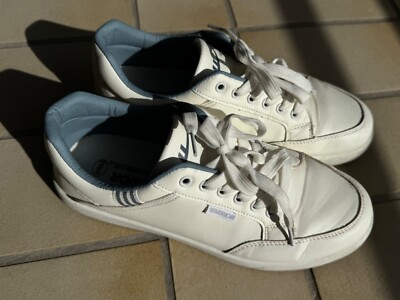 Warrior (Shanghai) Herren-Sneaker, weiß mit leichtblauen Streifen, Größe 44