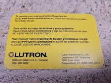 Lot Of 10x Lutron Prepaid Engraving Certificate