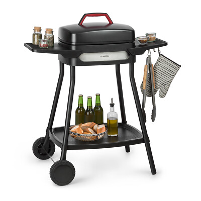 Elektrogrill Terrassen Standgrill mit Grillhaube BBQ Thermostat 2000 W schwarz