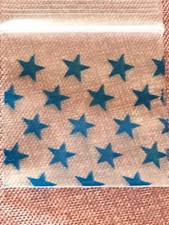 100 SMALL BAGGIES 1515 1.5" X 1.5" MINI Resealable POLY DESIGNER BAGS BLUE STAR