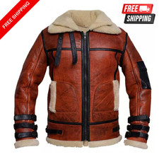 Uomo RAF Flying Pilot Aviator Shearling Geniune Pelle Marrone Vendita Natale UK