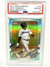2021 Topps Chrome - Jazz Chisholm #144 Aqua Refractor /199 (RC) PSA 10!