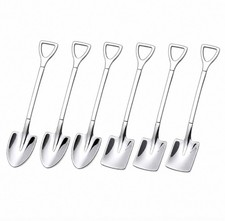 6 Piece Stainless Steel Shovel Teaspoons Coffee Dessert Ice Cream Spoons