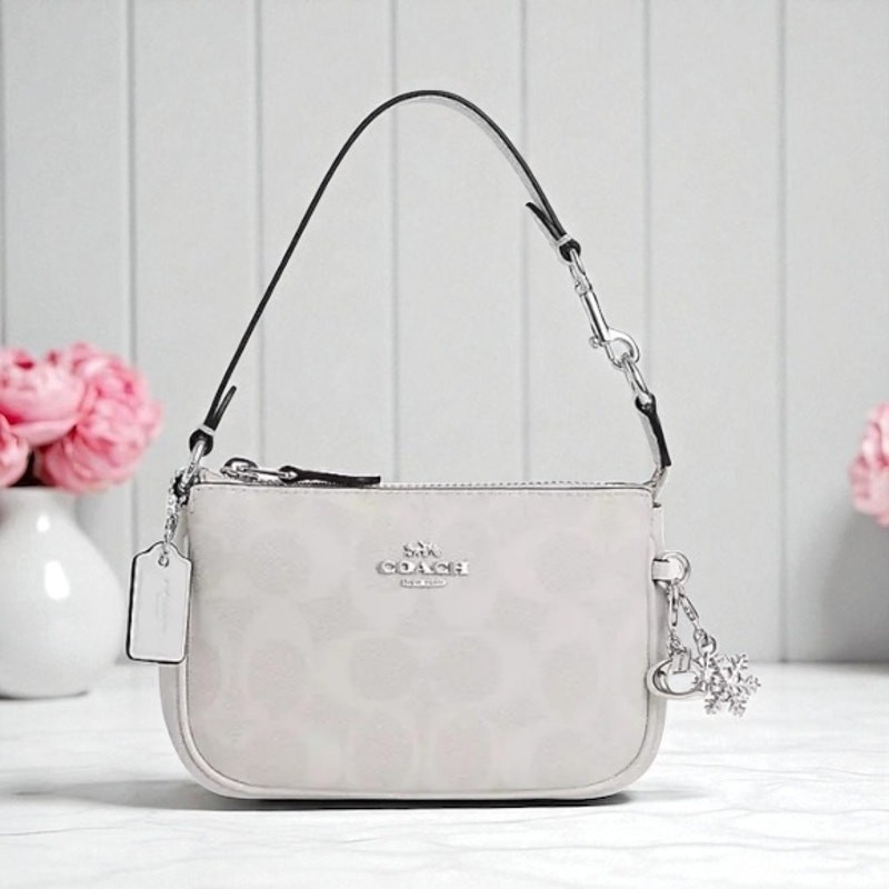 Coach Boxed Nolita 15 Purse In Signature Canvas Chalk Glacier