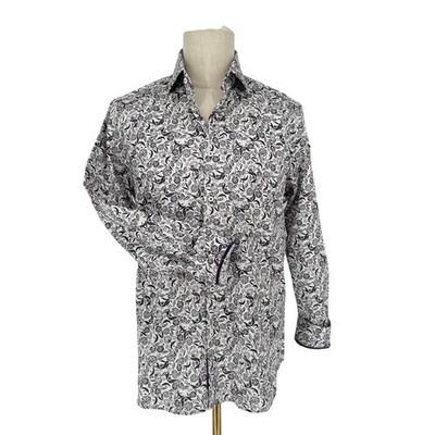 Robert Graham Woven Button Front Long Sleeve Shirt MARLEIGH WALKER POINT White M