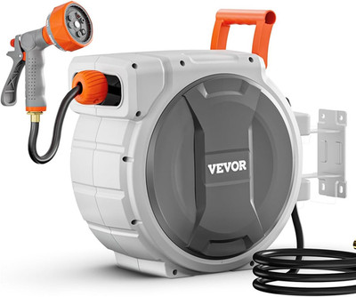 Retractable Garden Hose Reel, 5/8 Inch X 100 Ft Wall Mounted Hose Reel, Heavy Du