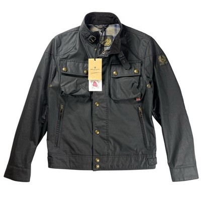 BELSTAFF Mens Racemaster Waxed Jacket Black Size US36 IT46 Small New Authentic