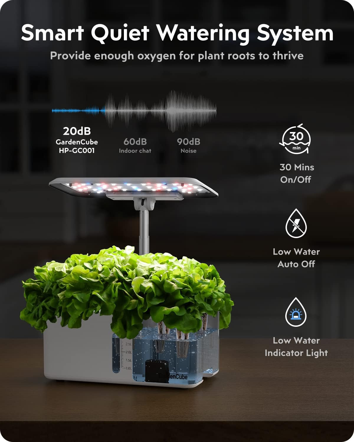 Hydroponics Growing System Kit: 8 Pods Indoor Herb Garden with LED Grow Light Qu