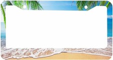 Tropical Ocean Beach License Plate Frame With Palm Trees For Cars Tropical Ocean Beach License Plate Frame With Palm Trees For Cars
