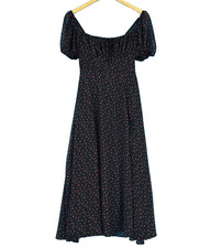 Revamped Milk Maid Maxi Dress XS Peasant Floral Semi Sheer Empire Waist Babydoll