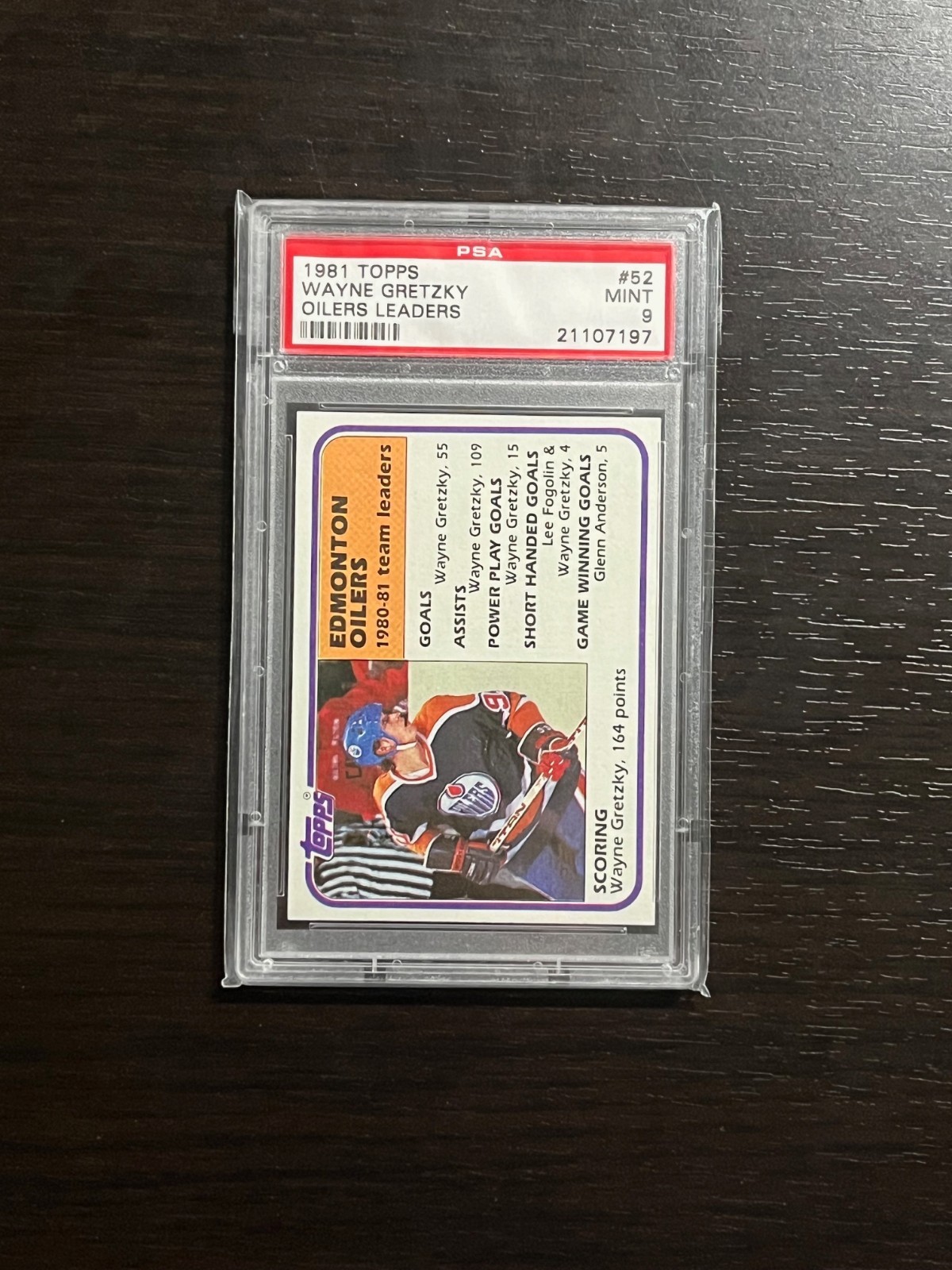WAYNE GRETZKY 1981 Topps Hockey Oilers Leaders Card #52 Graded PSA 9 Mint! HOF