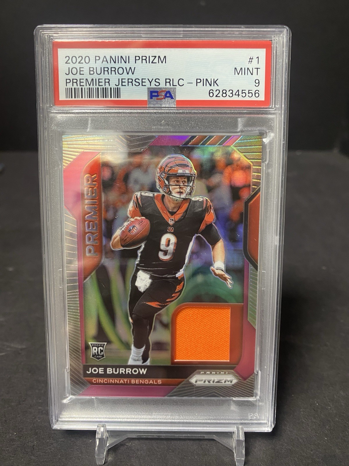 2020 Prizm Joe Burrow Premier Jersey Pink Prizm PSA 9 Mint RC Bengals #1