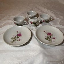 Miniature Tea Cups, plates and pitcher 6 Piece- Floral Pattern