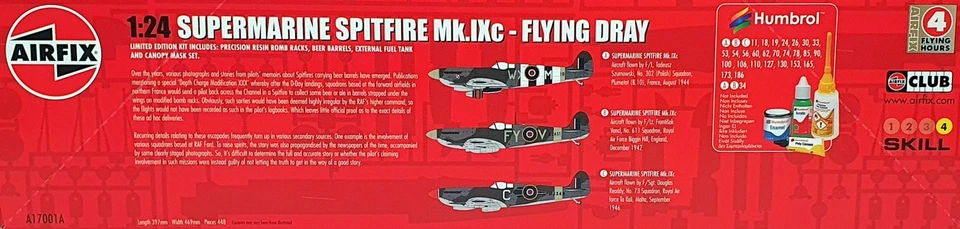Airfix 1/24 Scale Kit A17001A - Supermarine Spitfire Mk.IXc Aircraft Flying Dray - Image 4 of 4