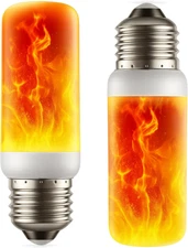 2-Pack LED Flame Light Bulbs with 4 Flickering Modes & Gravity Sensor, E26/E27 B