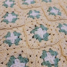 Handmade Granny Square Crocheted Lap Blanket 32x30 Soft Yarn Afghan Baby