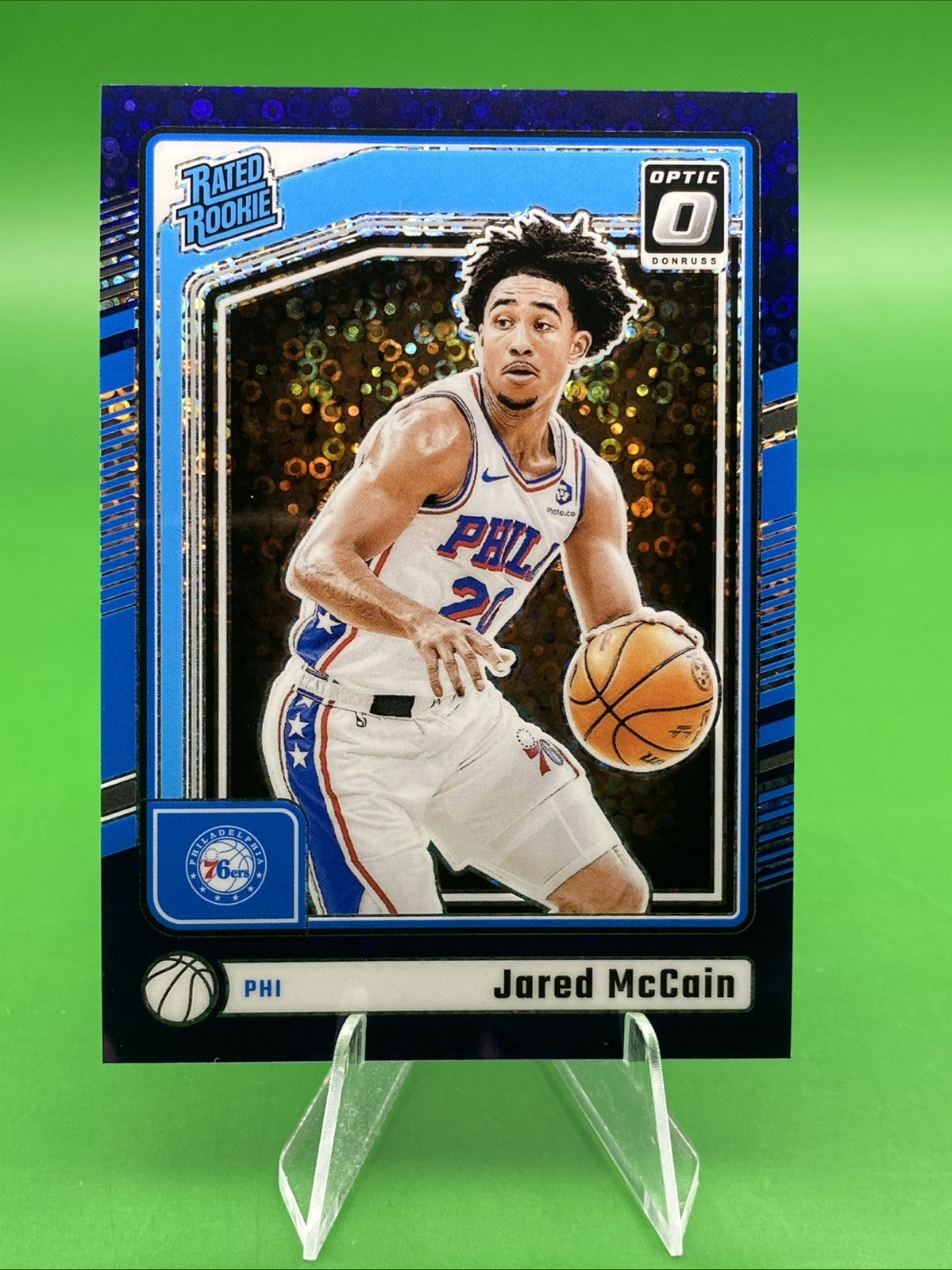 2024-25 Panini Donruss Optic Rated Rookie Jared McCain #270 Purple Disco /99 RC