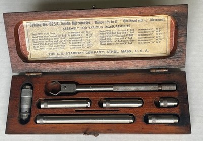 Starrett 823A Inside Micrometer Set (Complete, Vintage, With Wooden Box)