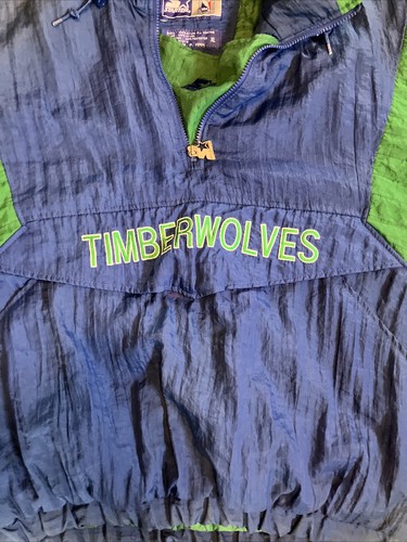 Vintage 90s Minnesota Timberwolves Blue Starter Pullover NBA Jacke Herren Gr. XL - Bild 3 von 14