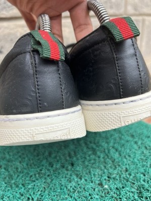 Gucci Men's GG Embossed Leather Signature Slip on Black Sneakers