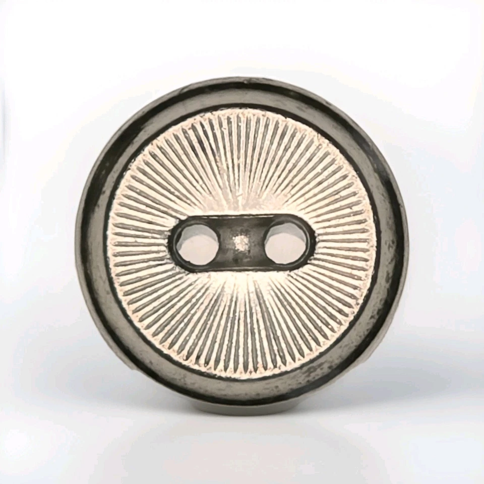 Vintage Silvertone 2-Hole Sew-Through Shirt Buttons Etched Starburst Design 5pcs - Image 2 of 4