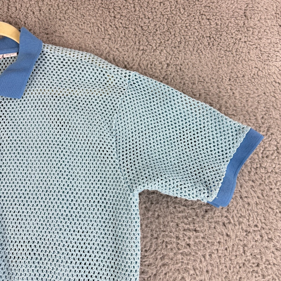 Camisa polo con botones Obey Grove para hombre pequeña azul manga corta 100 % algodón informal Foto 3 de 4