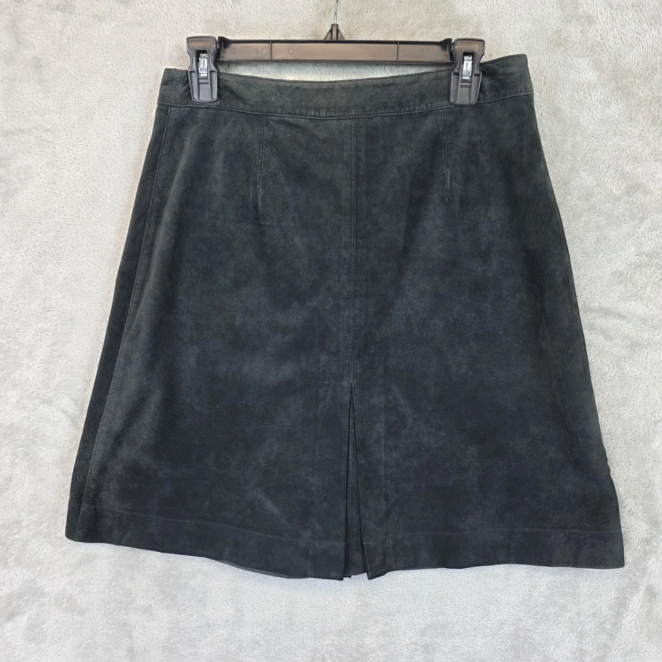 Lilly Pulitzer Suede Skirt Womens 8 Charcoal A-Line Washable Pig Suede Pockets - Image 2 of 4