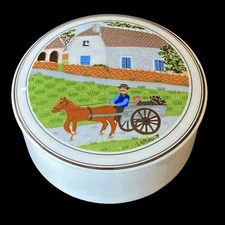 Villeroy & Boch Design Naif Laplau Candy Trinket Box Lidded Porcelain Farm Scene