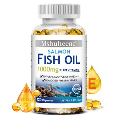Mshuheene Lachs-Fischöl 1000 mg mit EPA, DHA und Vitamin E, 30/60/120 Kapseln