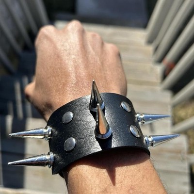Faux Leather Gothic Studded Punk Bracelet Choker Spike Rivets Cuff