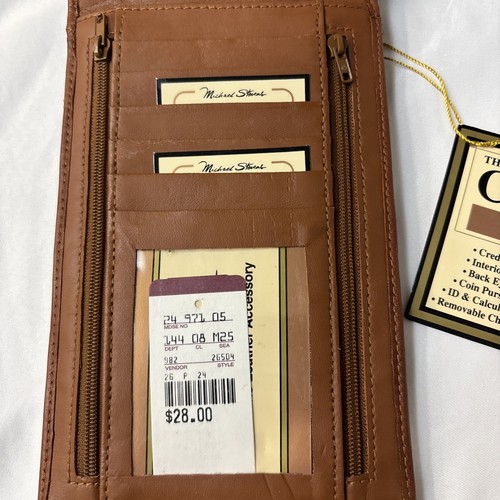 VTG Michael Stevens Leather Carry All Crossbody Wallet Bag Genuine Leather Brown - Picture 5 of 14