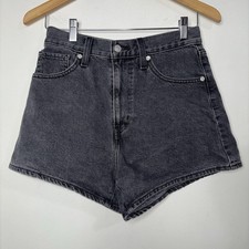 Levis High Waisted Mom Shorts Washed Gray Denim Size 27
