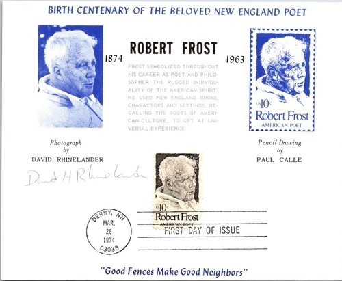Dr Jim Stamps Maximum Card Robert Frost 10C Fdc