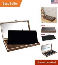 Luxurious Antique Jewelry Case with Glass Lid & Removable Velvet Insert - 15"