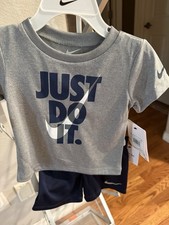 Nike Boy's 2-piece Set Shirt  Shorts Size 12M NWT Blue And Grey MSRP: 36