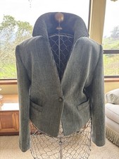 Vintage Carlisle Designer Grey Blazer, Size 6, Padded Shoulders