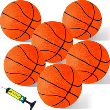 6PCS Mini Basketballs, 4.7 Inches Inflatable Rubber Basketballs with Pump for Mi