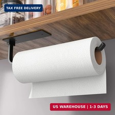 Paper Towel Holder - Self-Adhesive or Drilling, Matte Black, Upgraded Aluminum K