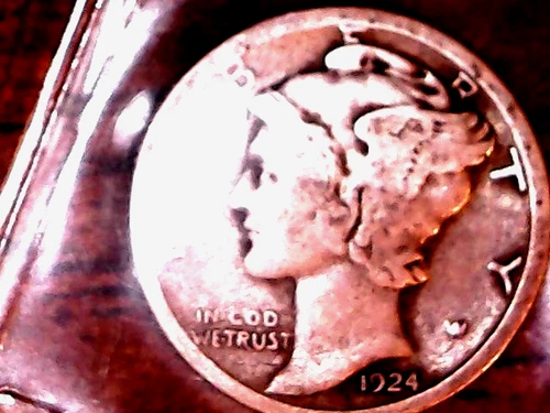 1924  SILVER MERCURY DIME - GRADES "VERY FINE"