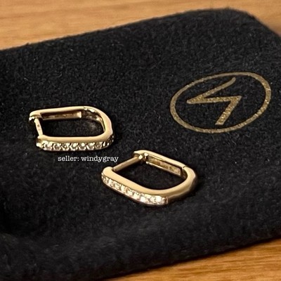 Mejuri 14k Solid Gold Pavé Real Diamond Huggie U Hoop Earrings Catbird  Ferkos