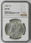 1887 Morgan Dollar $1 AU 58 NGC