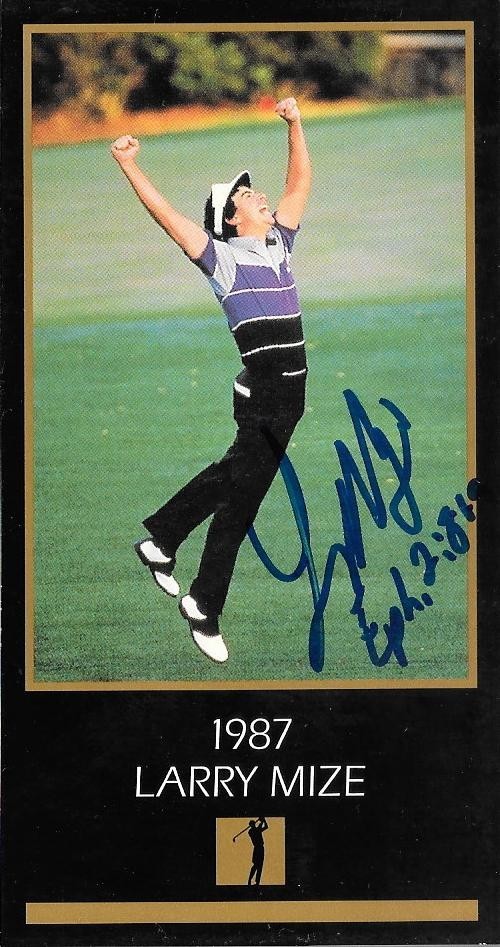 LARRY MIZE SIGNED CHAMPIONS OF GOLF THE MASTERS COLLECTION CARD 1987